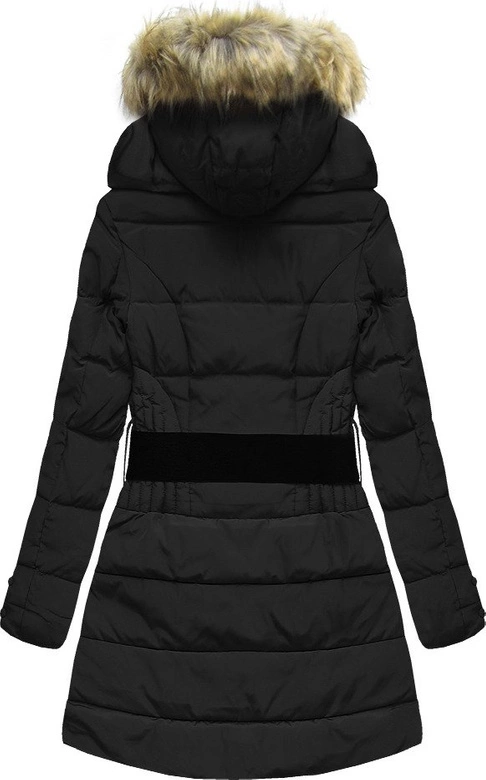 PIKOWANA KURTKA Z PUCHEM NATURALNYM CZARNA (X1212X)