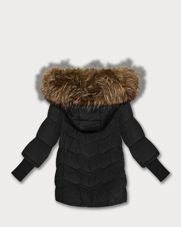Zimowa kurtka damska z dzianinowymi ściągaczami Goodlookin czarna (KK60613)