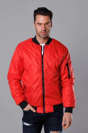 Męska kurtka bomberka z pikowaną podszewką czerwona (AK95-5)