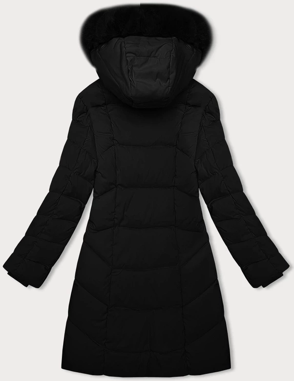 Zimowa kurtka damska z futrzaną podszewką czarna S'west (B8206-1)