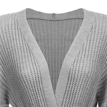 SWETER Z BUFIASTYMI RĘKAWAMI JASNOSZARY (123ART)