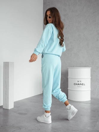 Komplet dresowy bluza ze stójką i spodnie niebieski (82162)