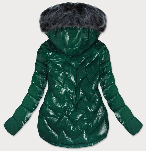 PIKOWANA DAMSKA KURTKA ZIMOWA ZIELONA (B9540)
