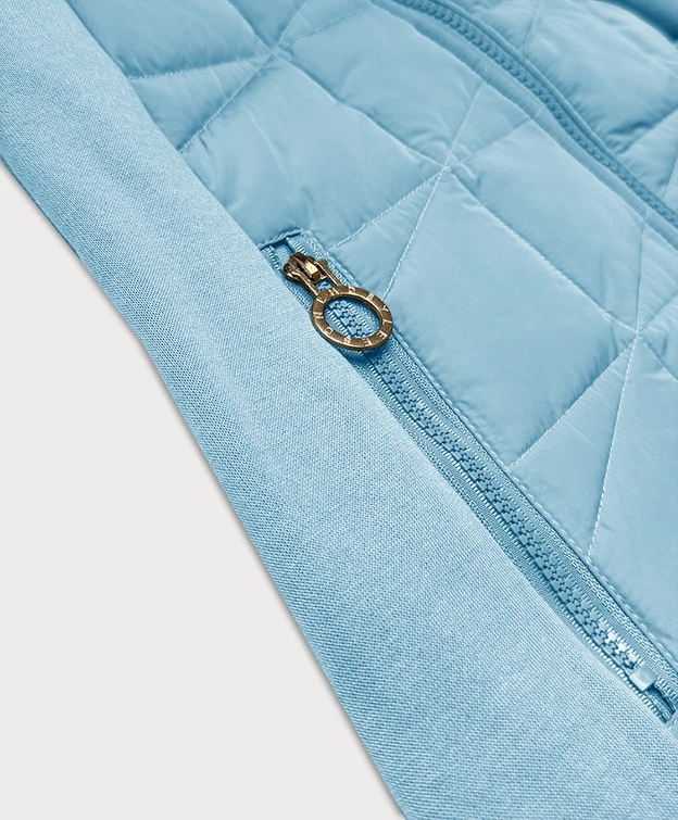 Rozpinana bluza damska z łączonych materiałów LHD błękitna (AMG-165)