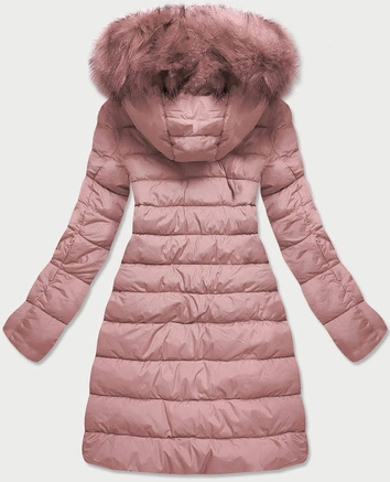 Pikowana damska kurtka z kapturem antyczny róż (7754BIG)