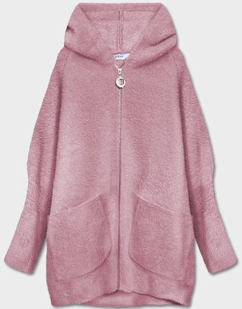 Narzutka z kapturem a'la alpaka różowa (B6007-81)