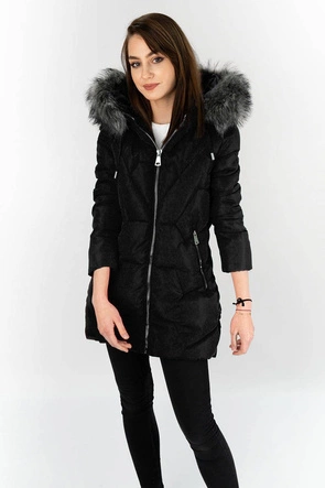 PIKOWANA KURTKA DAMSKA ZIMOWA CZARNA (B9527)