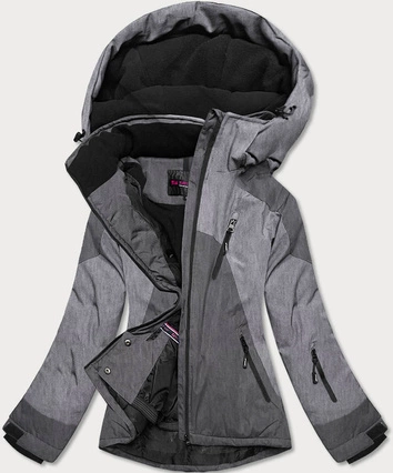 DAMSKA KURTKA NA NARTY SZARY/MELANŻ (B2353)