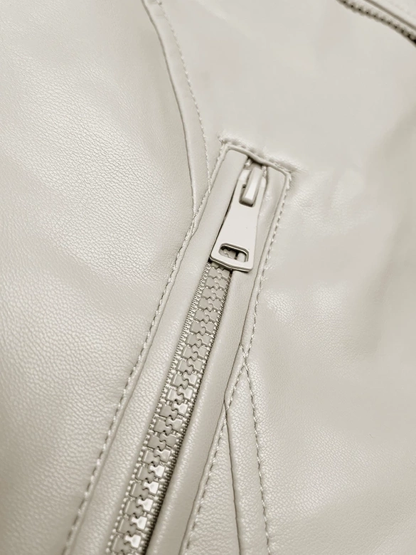 Kurtka ramoneska z asymetrycznym zamkiem J Style ecru (11Z8130)