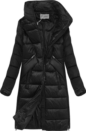 DAMSKA ZIMOWA KURTKA Z ŁĄCZONYCH MATERIAŁÓW CZARNA (J19-011)
