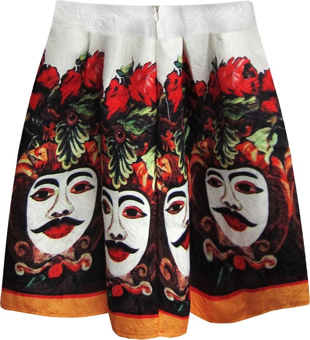 ROZKLOSZOWANA SPÓDNICA Z NADRUKAMI BIAŁA (383ART)