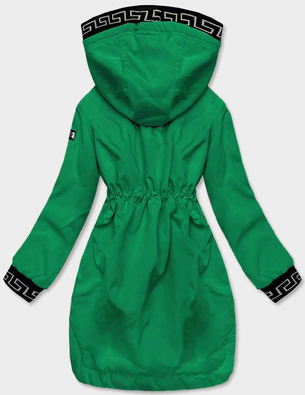 Cienka kurtka damska z ozdobną lamówką zielona (B8141-82)