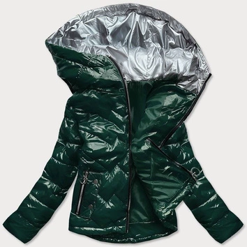 PIKOWANA KURTKA DAMSKA Z KAPTUREM ZIELONA (R9562)