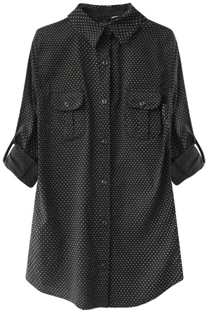 KOSZULA W KROPKI CZARNA (270ART)