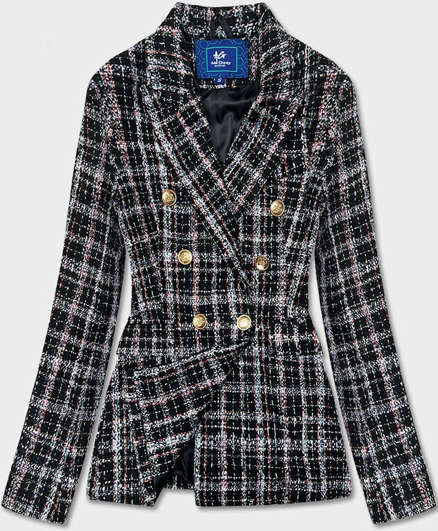 Dwurzędowa marynarka w kratę czarna (AG3-1980)