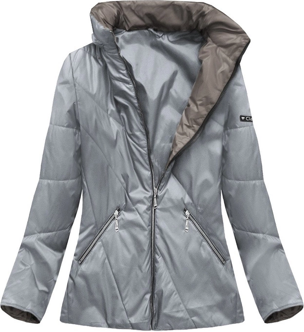 PIKOWANA KURTKA Z KAPTUREM SZARA (B9516)