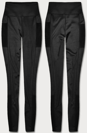 Legginsy z wstawkami z siateczki czarne (XL005-1)