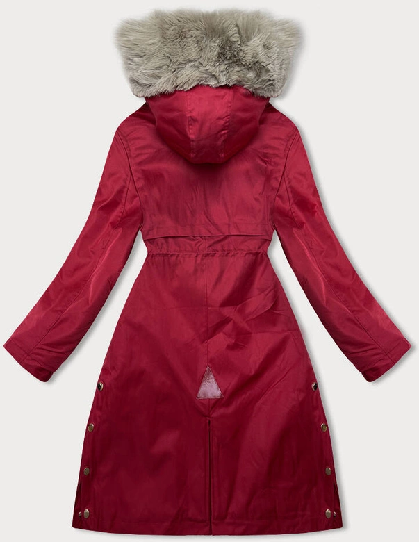Damska parka z futerkiem czerwona (5M3180-270)