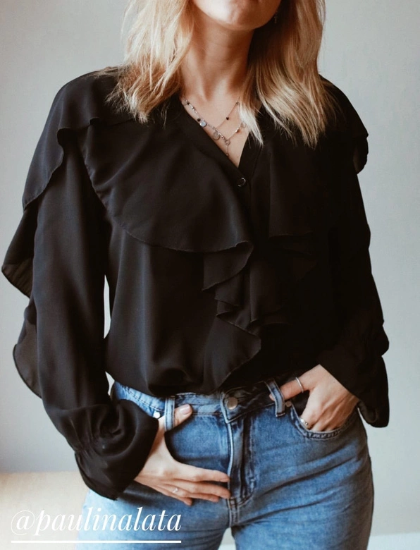 BLUZKA Z FALBANAMI CIEMNOZIELONA (474ART)