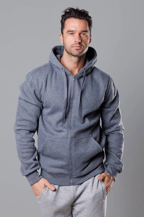 Rozpinana bluza męska z kapturem ciemnoszara (68B2008-5)