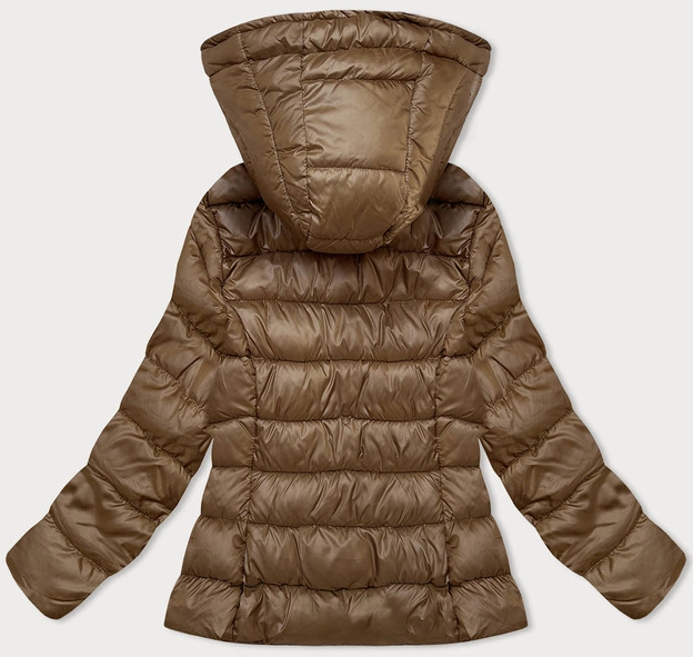 Pikowana zimowa kurtka damska z kapturem brązowa (YP-22075-101)
