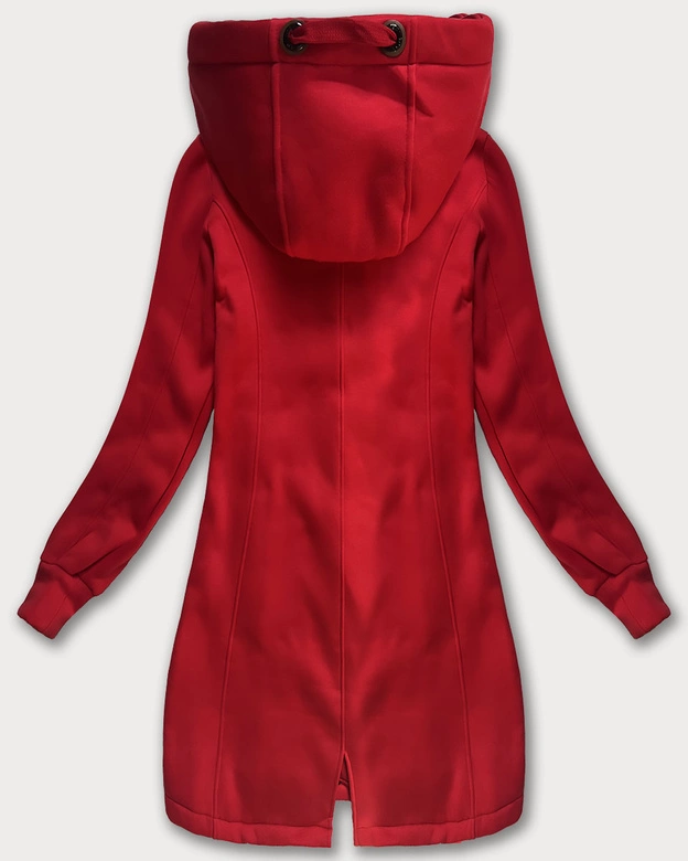 Długa bluza damska z kapturem czerwona (AMG-675/2)