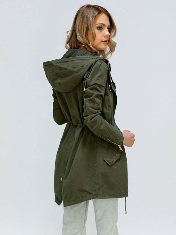 PARKA Z KAPTUREM KHAKI (X7099X)
