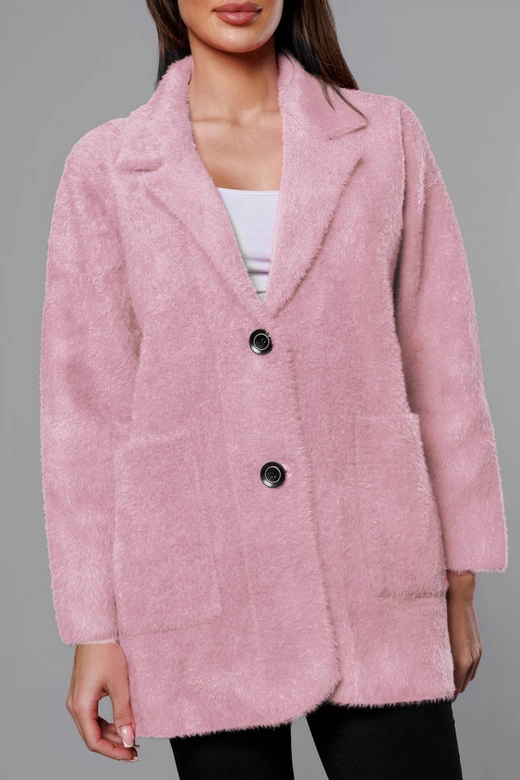 Krótka wełniana narzutka alpaka blady róż (7108-1)