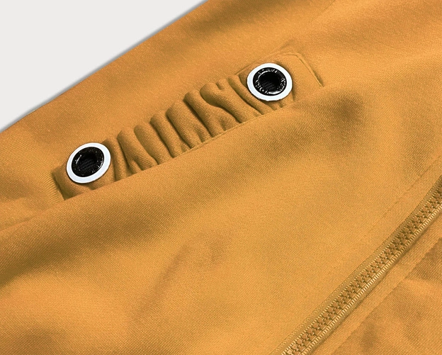 BLUZA DAMSKA Z OZDOBNYM KAPTUREM ŻÓŁTA (AMG645-1)