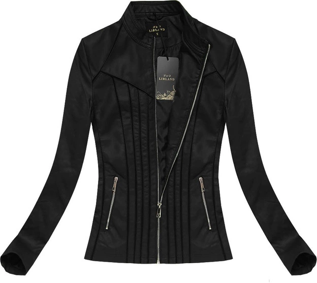 KURTKA Z PRZESZYCIAMI CZARNA (5289BIG)