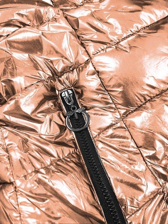 BŁYSZCZĄCA DWUSTRONNA KURTKA DAMSKA ZŁOTA (B9543-13)