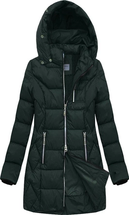 PIKOWANA KURTKA Z KAPTUREM BUTELKOWA ZIELEŃ (B2644)