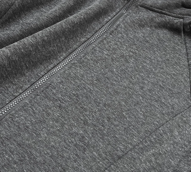 Rozpinana bluza damska ze stójką szara ciemna (26038)