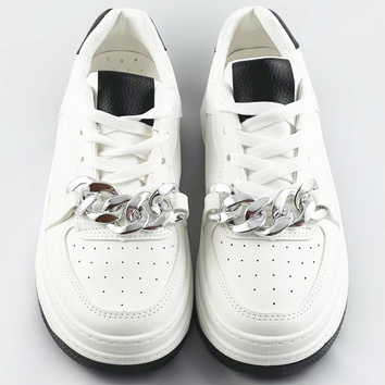 Sportowe buty z łańcuchem damskie biało-czarne (b-545)