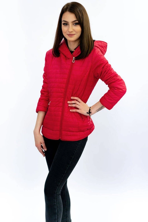 Kurtka z asymetrycznym zamkiem czerwona (dl015)