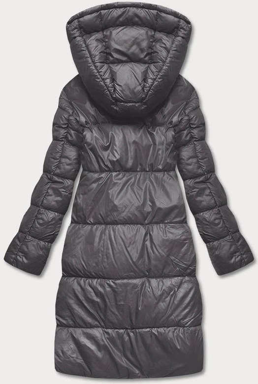 DŁUGA DWUSTRONNA KURTKA ZIMOWA GRAFIT/RÓŻ (L22-9852-27/52)