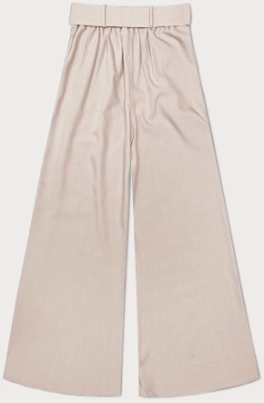 Eleganckie spodnie damskie z paskiem jasny beż (18727)