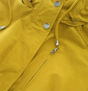Dwustronna kurtka parka damska żółta/kropki (w662big)