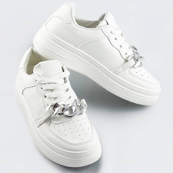 Sportowe buty z łańcuchem damskie białe (b-545)