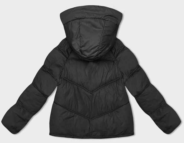 Luźna kurtka damska z kapturem czarna (8118)