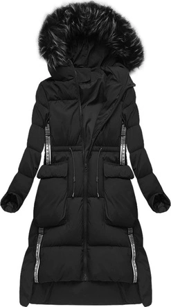 PŁASZCZ ZIMOWY Z PUCHEM NATURALNYM CZARNY (7077)