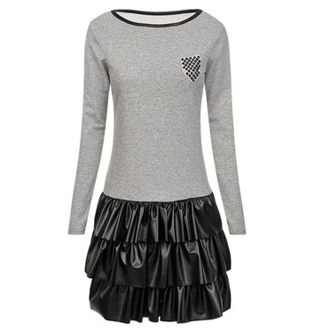 MINI SUKIENKA Z FALBANAMI SZARA (0985)