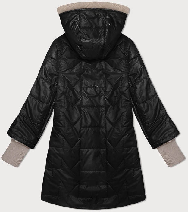 Pikowana kurtka z ozdobnymi ściągaczami S'West czarna (B8345-1)