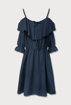 SUKIENKA HISZPANKA Z WIĄZANYM DEKOLTEM GRANATOWA (348ART)