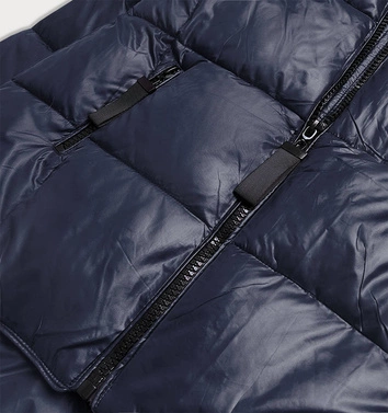 Asymetryczna kurtka damska zimowa granatowa (8953-e)