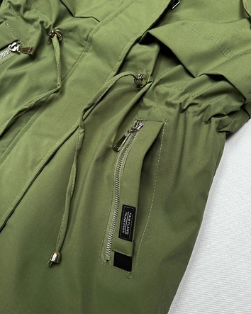 Dwustronna kurtka parka Goodlookin zielona panterka (KK60424-2#)