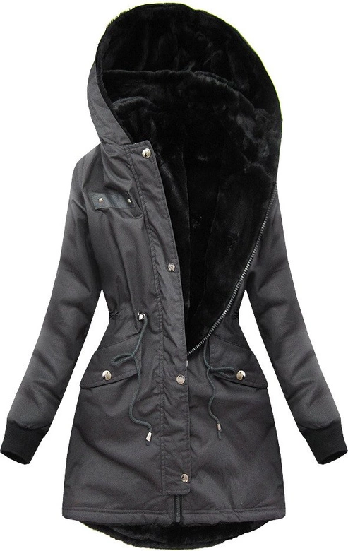 DAMSKA DWUSTRONNA PARKA ZIMOWA GRAFITOWA (A623)