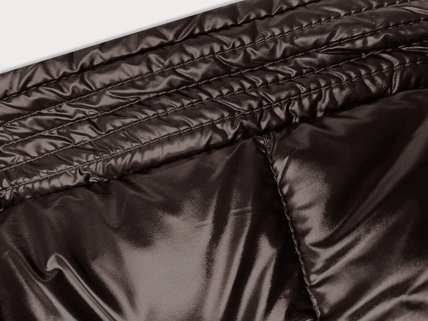 Gruba dwustronna kurtka zimowa damska brąz-ecru (V767)