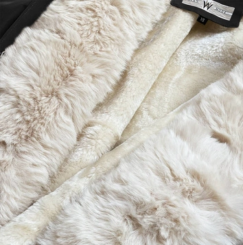 ZIMOWA DAMSKA PARKA BAWEŁNIANA CZARNA-ECRU (FM2103-B11)