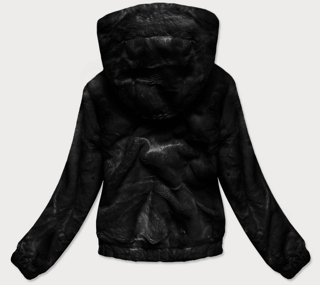KRÓTKA KURTKA DAMSKA OVERSIZE FUTRO CZARNA (BR9597-1)